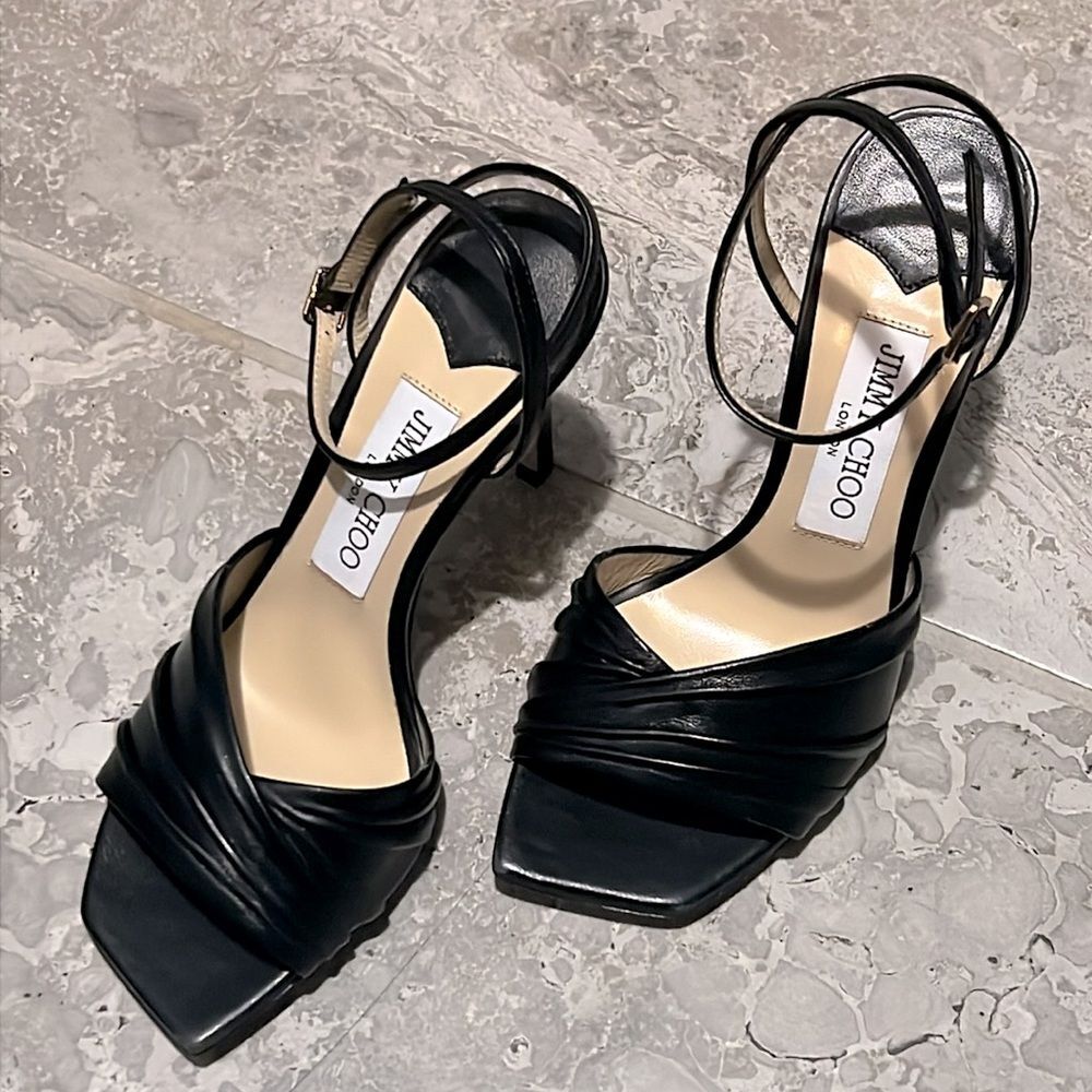 Jimmy Choo Basil Ankle Strap High Heel Black Sandals, New, Size 35 - Picture 6 of 16